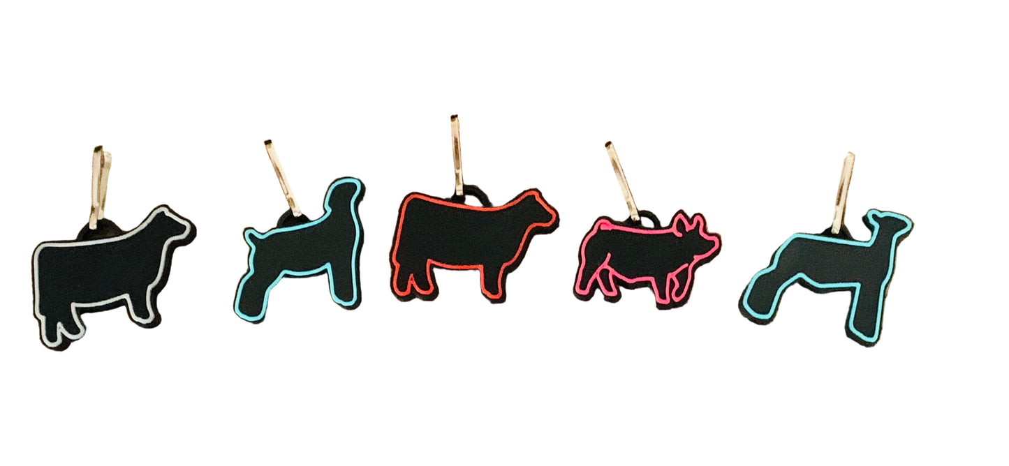 Show Livestock Zipper Pull/keychain charms