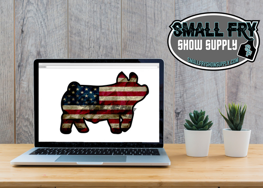 Digital Download Show Pig Vintage USA Flag